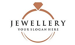 Radiant Cut Jewellery logo featuring a diamond shape at the top above an elegant ring design with brown and gold tones